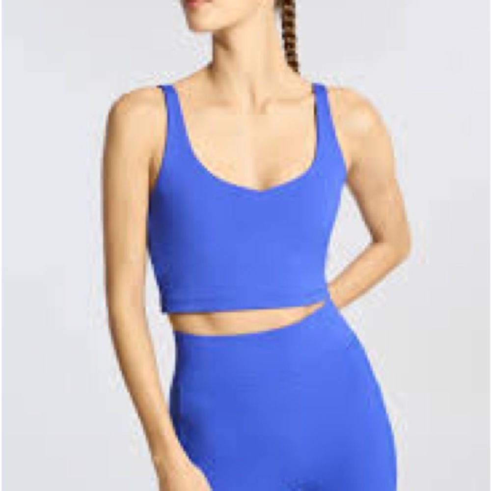 NWT Bandier All Access V-Neck Tempo Crop Bra in Cobalt, Size S